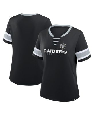 Fanatics - Women's Black Las Vegas Raiders Redzone Draw Play Athena Lace-Up T-Shirt