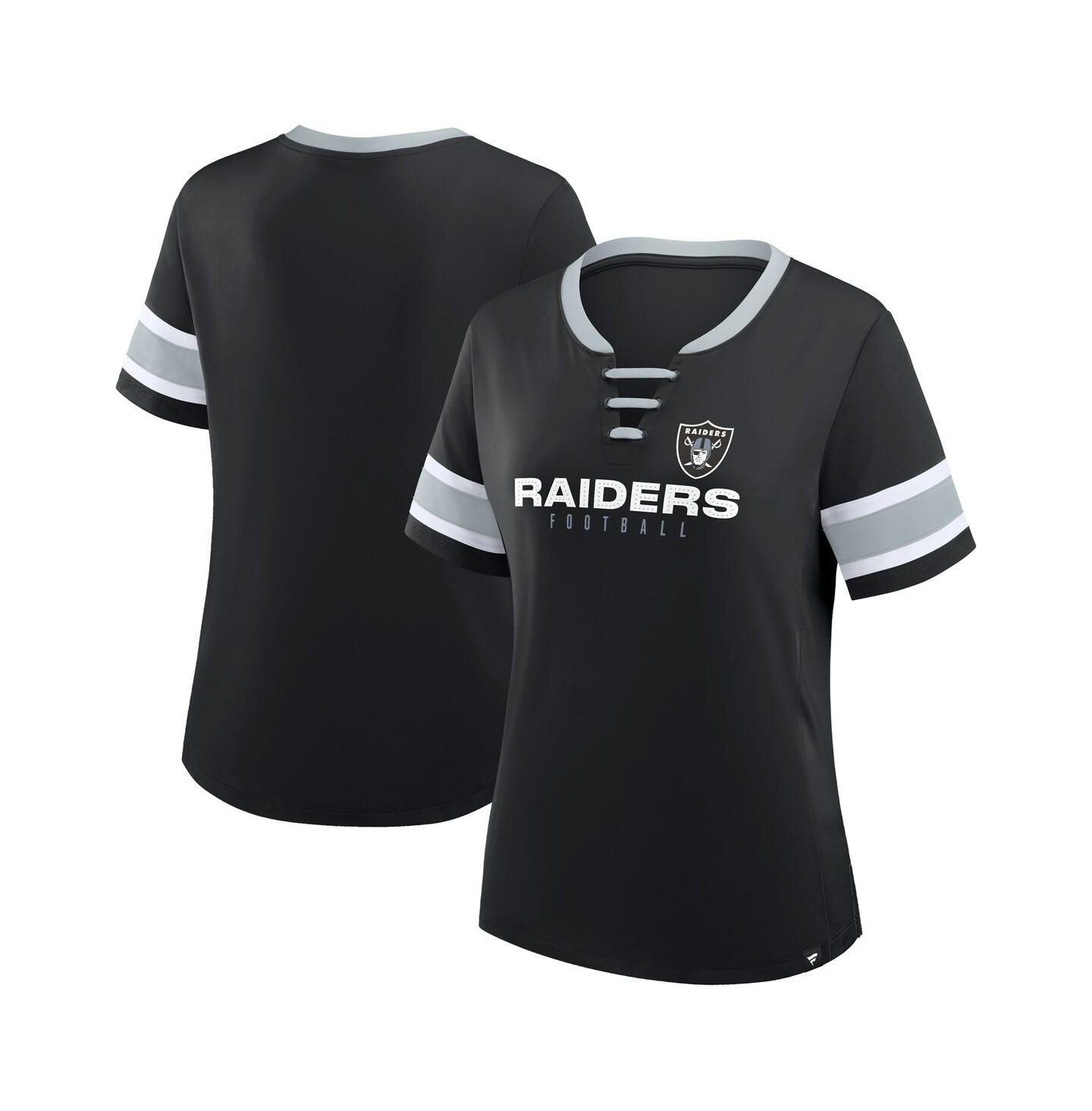 Женская футболка Fanatics Black Las Vegas Raiders Redzone Draw Play Athena Lace-Up — фото 1