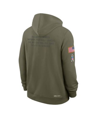 Men's Olive Dallas Cowboys 2025 Salute to Service Sideline Standard Issue Dri-FIT Hoodie