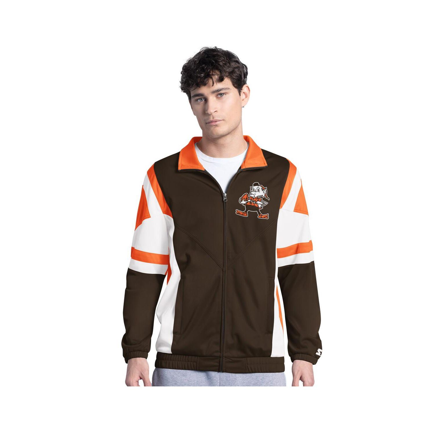 Men's Brown Cleveland Browns Contender Logo Full-Zip Track Jacket
