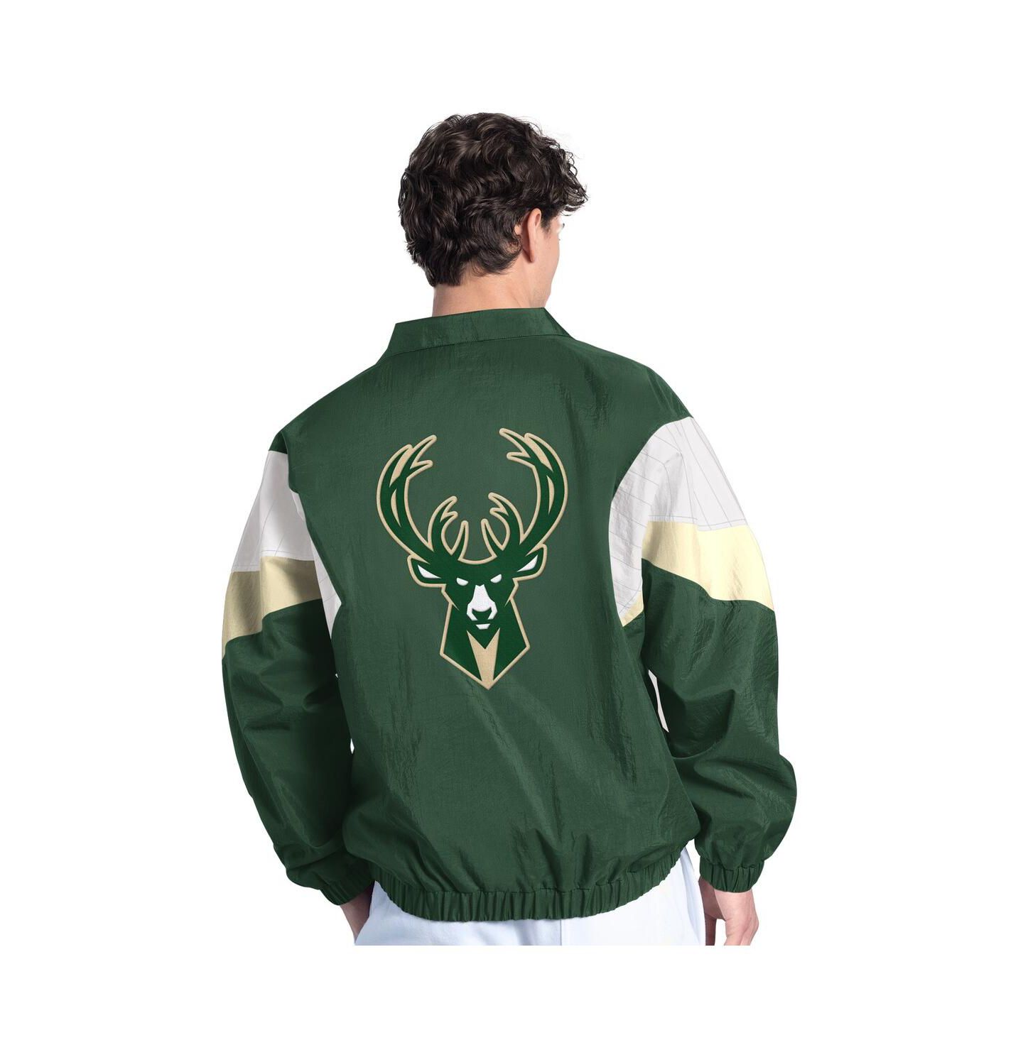 Мужская куртка Starter Hunter Green Milwaukee Bucks Yard Line Full-Zip — фото 2