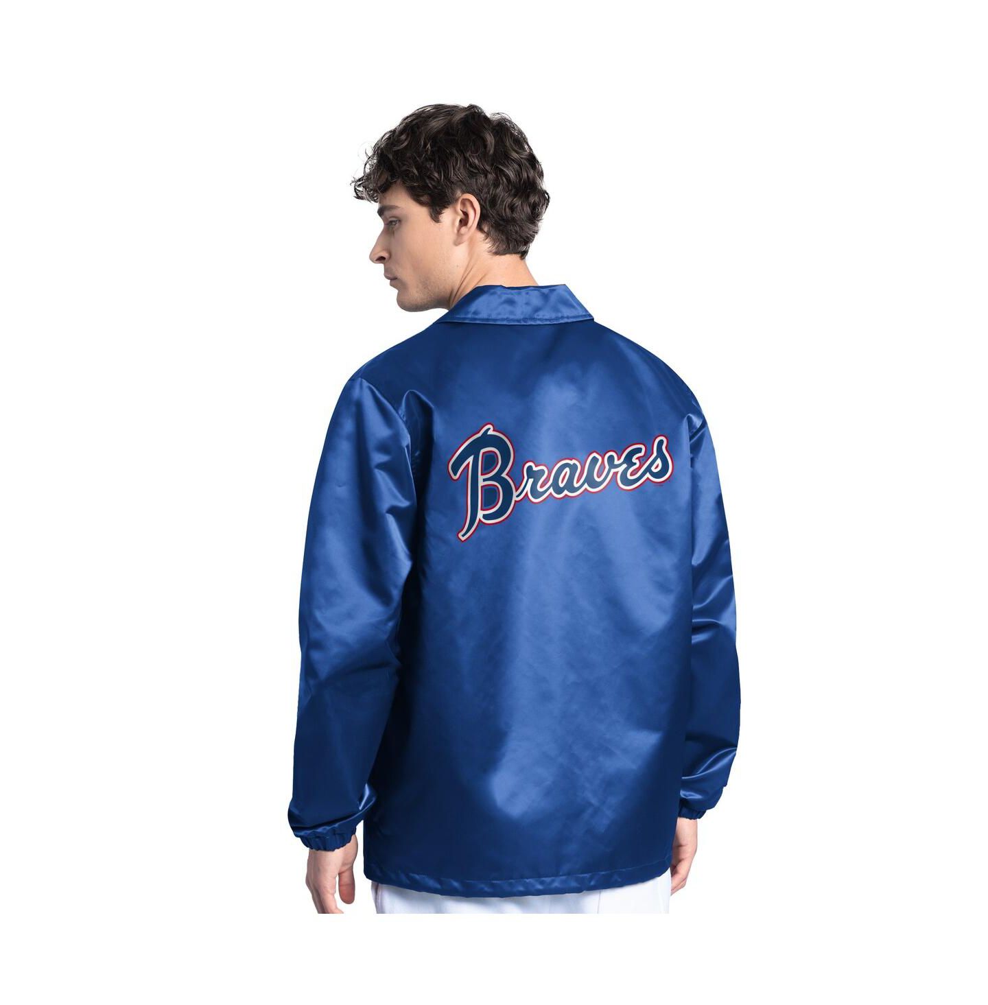 Мужская куртка Starter Royal Atlanta Braves Cooperstown Collection Point Man Full-Snap Coaches — фото 3