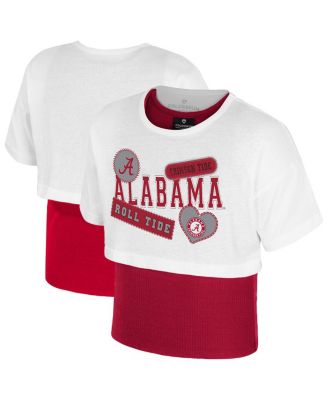 Colosseum - Big Girls&nbsp; White Alabama Crimson Tide Gale Cropped 2Fer Top