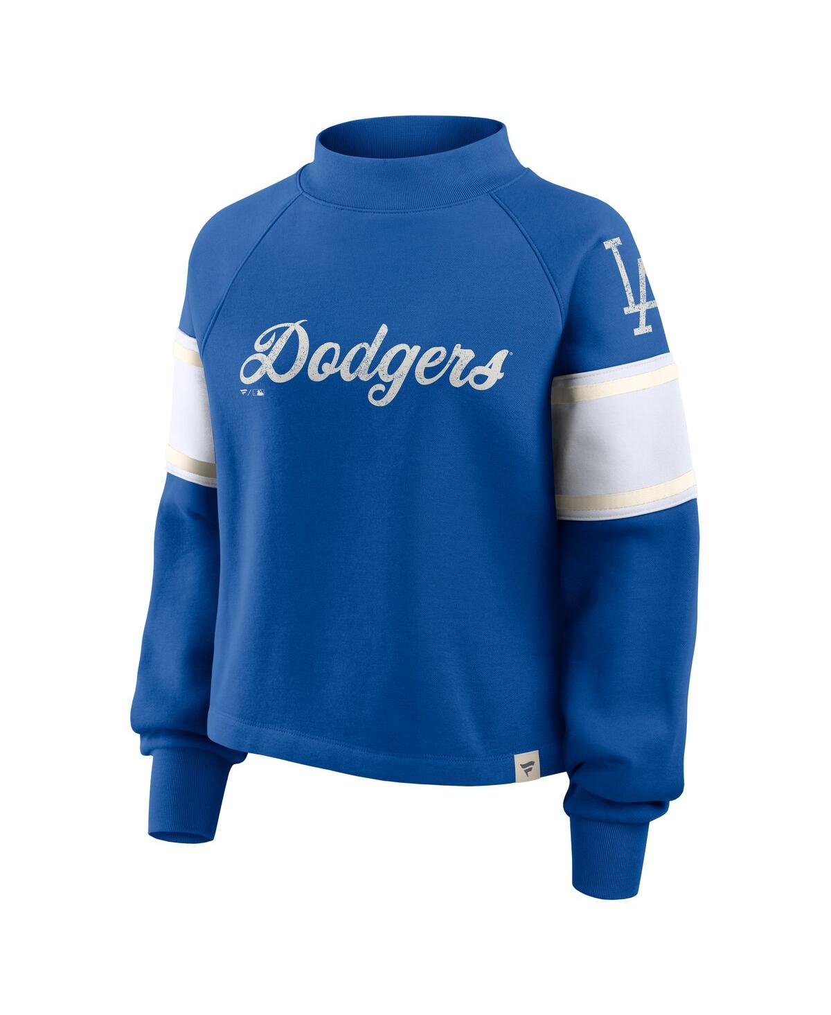 Fanatics Women's Royal Los Angeles Dodgers Oversized Toss Sweep Raglan Pullover Sweatshirt In Blue