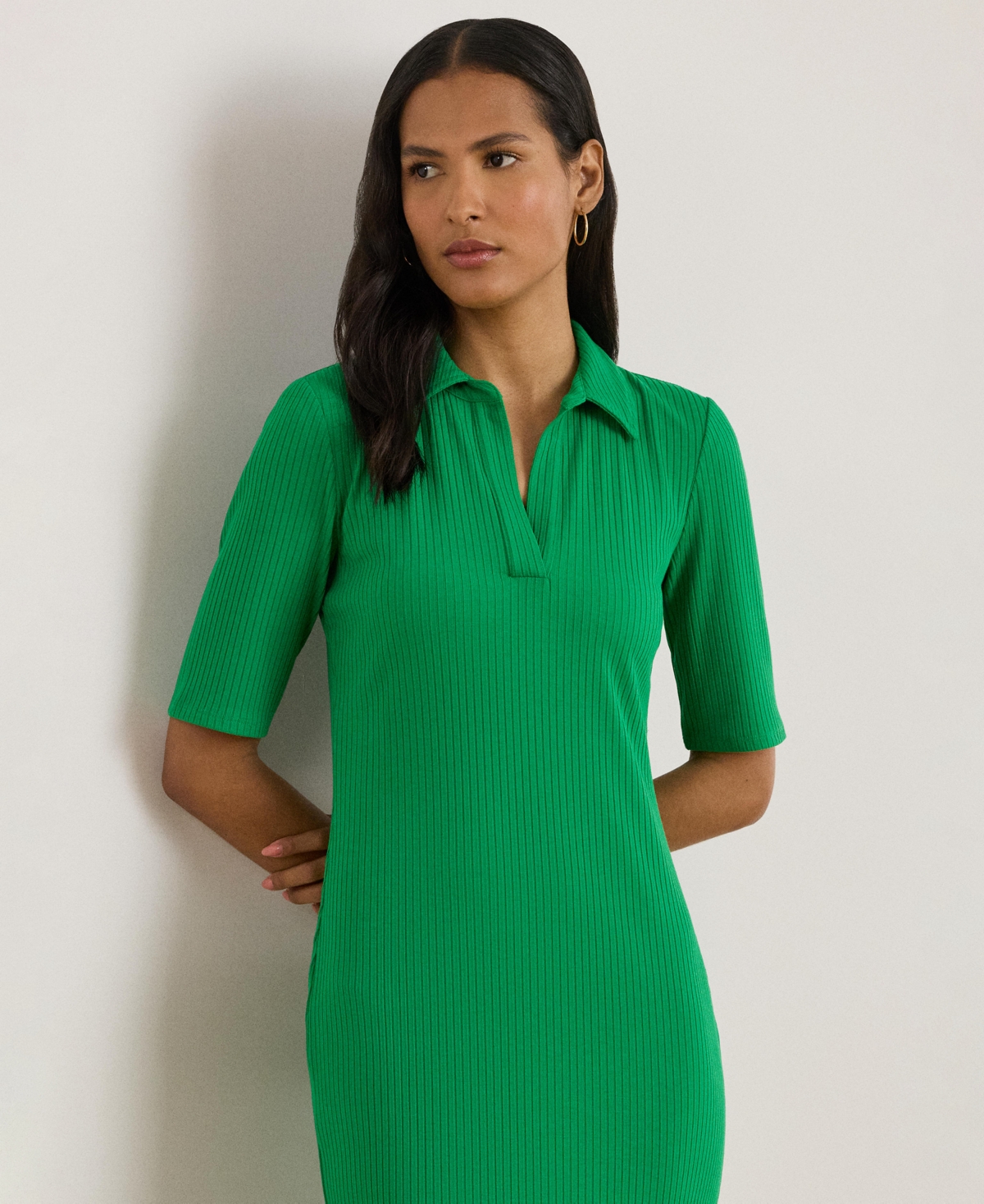 Lauren Ralph Women's Modern Rib Elbow Sleeve Dress