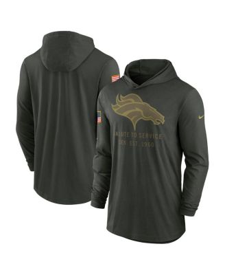 Nike - Men's Forest Green Denver Broncos 2025 Salute to Service Sideline Dri-FIT Lightweight Hooded Pullover