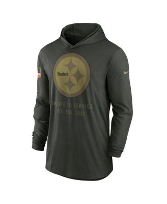 Men's Forest Green Pittsburgh Steelers 2025 Salute to Service Sideline Dri-FIT Lightweight Hooded Pullover Sweatshirt