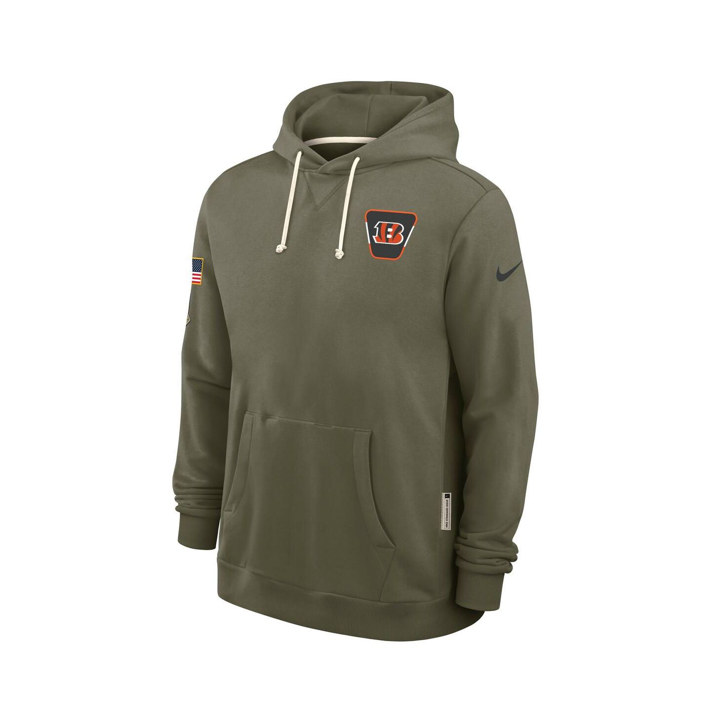 Мужское худи Nike Olive Cincinnati Bengals 2025 Salute to Service Sideline Standard Issue Dri-FIT — фото 4