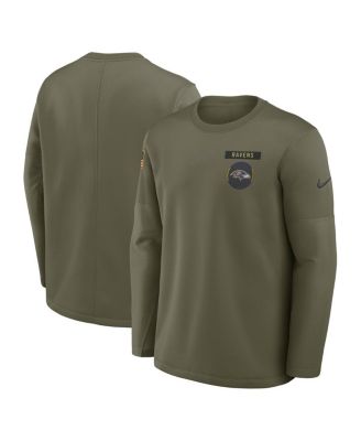 Nike - Men's Olive Baltimore Ravens 2025 Salute to Service Sideline Coaches Therma-FIT Long Sleeve Shirt