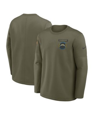 Nike - Men's Olive Los Angeles Chargers 2025 Salute to Service Sideline Coaches Therma-FIT Long Sleeve Shirt