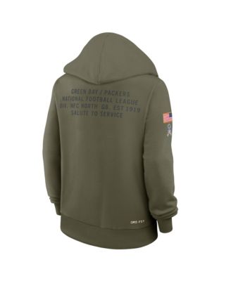 Women's Olive Green Bay Packers 2025 Salute to Service Sideline Standard Issue Dri-FIT Hoodie