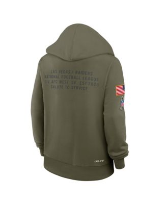 Women's Olive Las Vegas Raiders 2025 Salute to Service Sideline Standard Issue Dri-FIT Hoodie