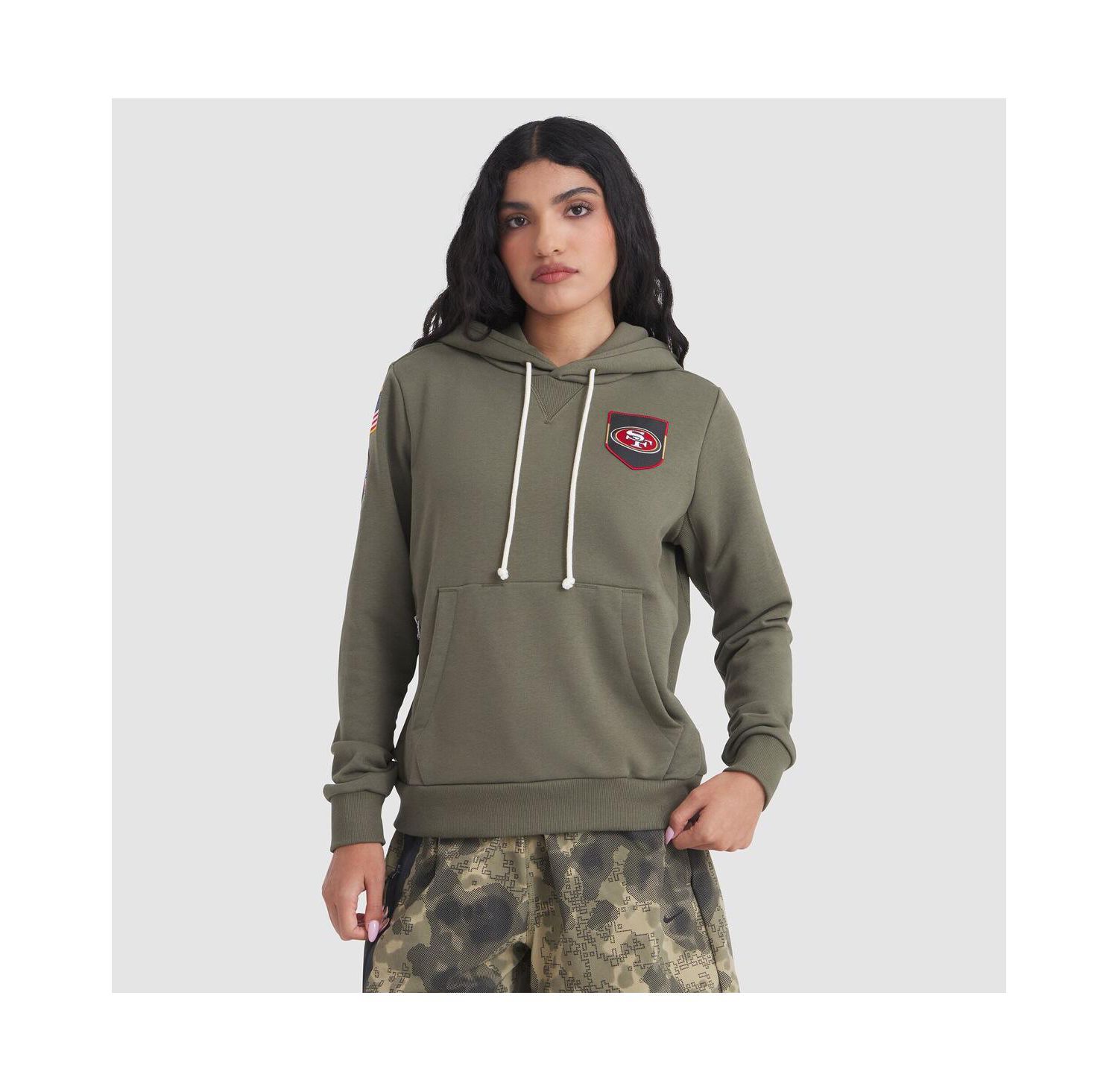 Women's Olive San Francisco 49ers 2025 Salute to Service Sideline Standard Issue Dri-FIT Hoodie