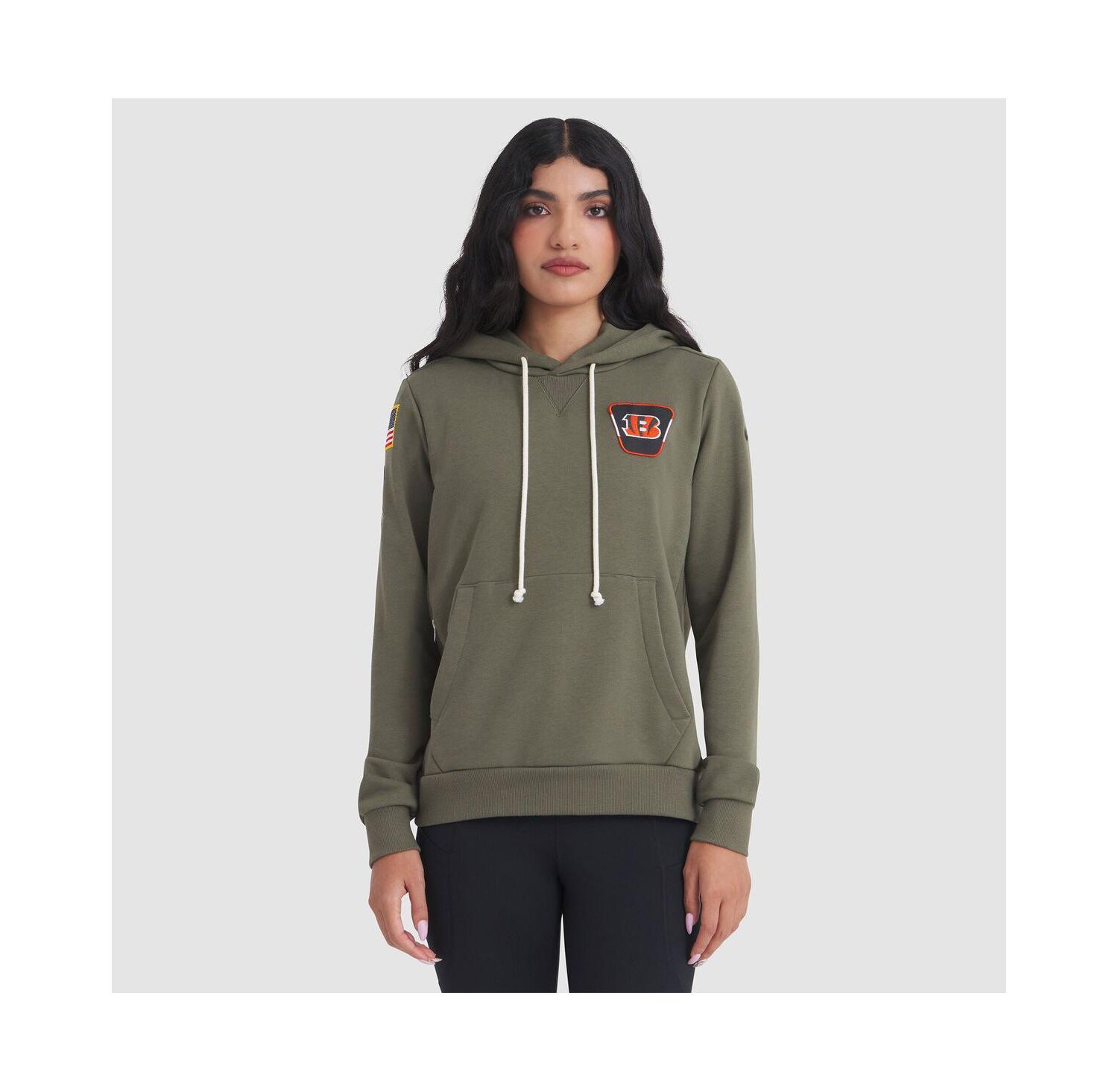 Women's Olive Cincinnati Bengals 2025 Salute to Service Sideline Standard Issue Dri-FIT Hoodie