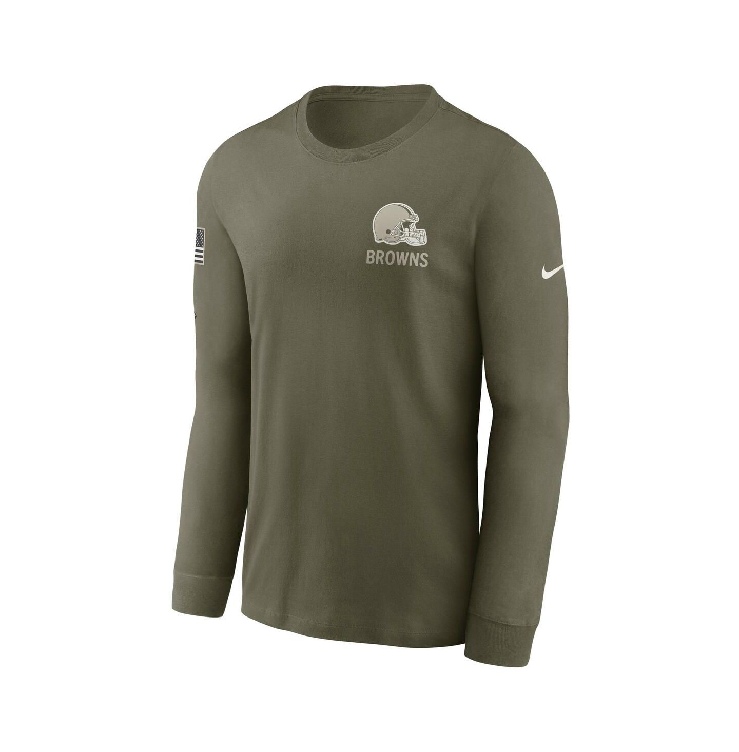 Мужская футболка Nike Olive Cleveland Browns 2025 Salute to Service Sideline Long Sleeve — фото 4