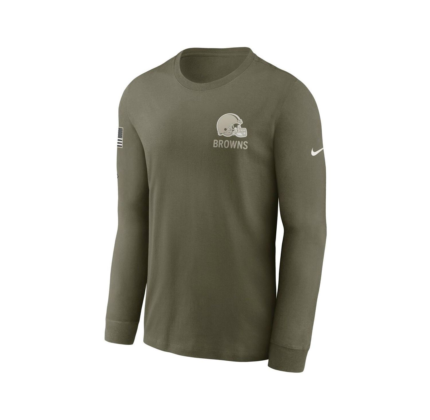 Men's Olive Cleveland Browns 2025 Salute to Service Sideline Long Sleeve T-Shirt