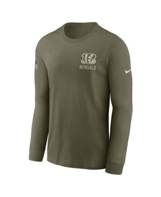 Men's Olive Cincinnati Bengals 2025 Salute to Service Sideline Long Sleeve T-Shirt