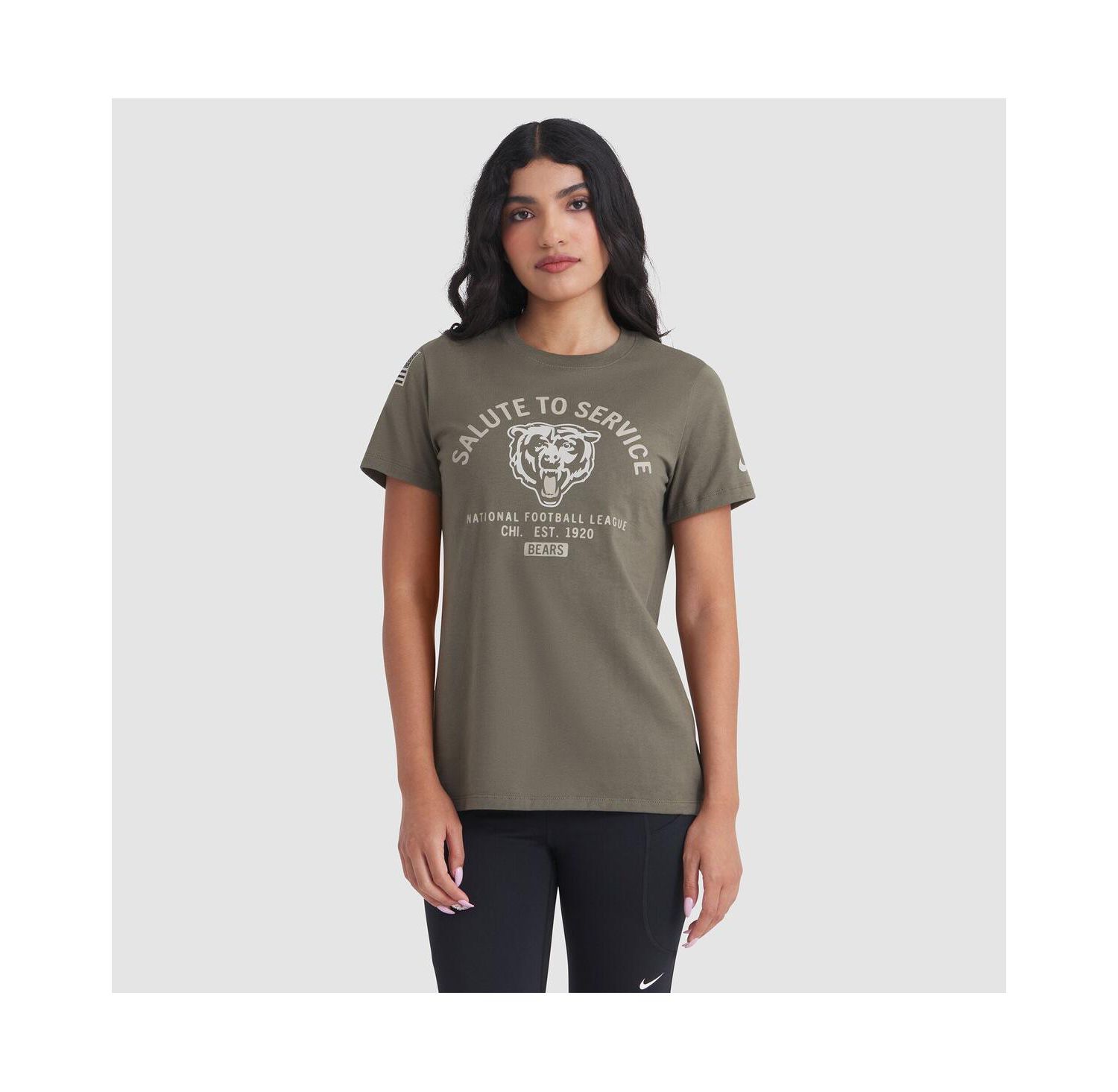 Women's Olive Chicago Bears 2025 Salute to Service Sideline T-Shirt