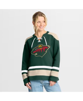 Fanatics - Women's Green Minnesota Wild Icing Long Sleeve Lace Up Sweatshirt
