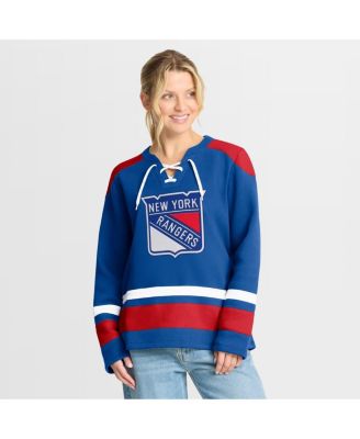 Fanatics - Women's Blue New York Rangers Icing Long Sleeve Lace Up Sweatshirt