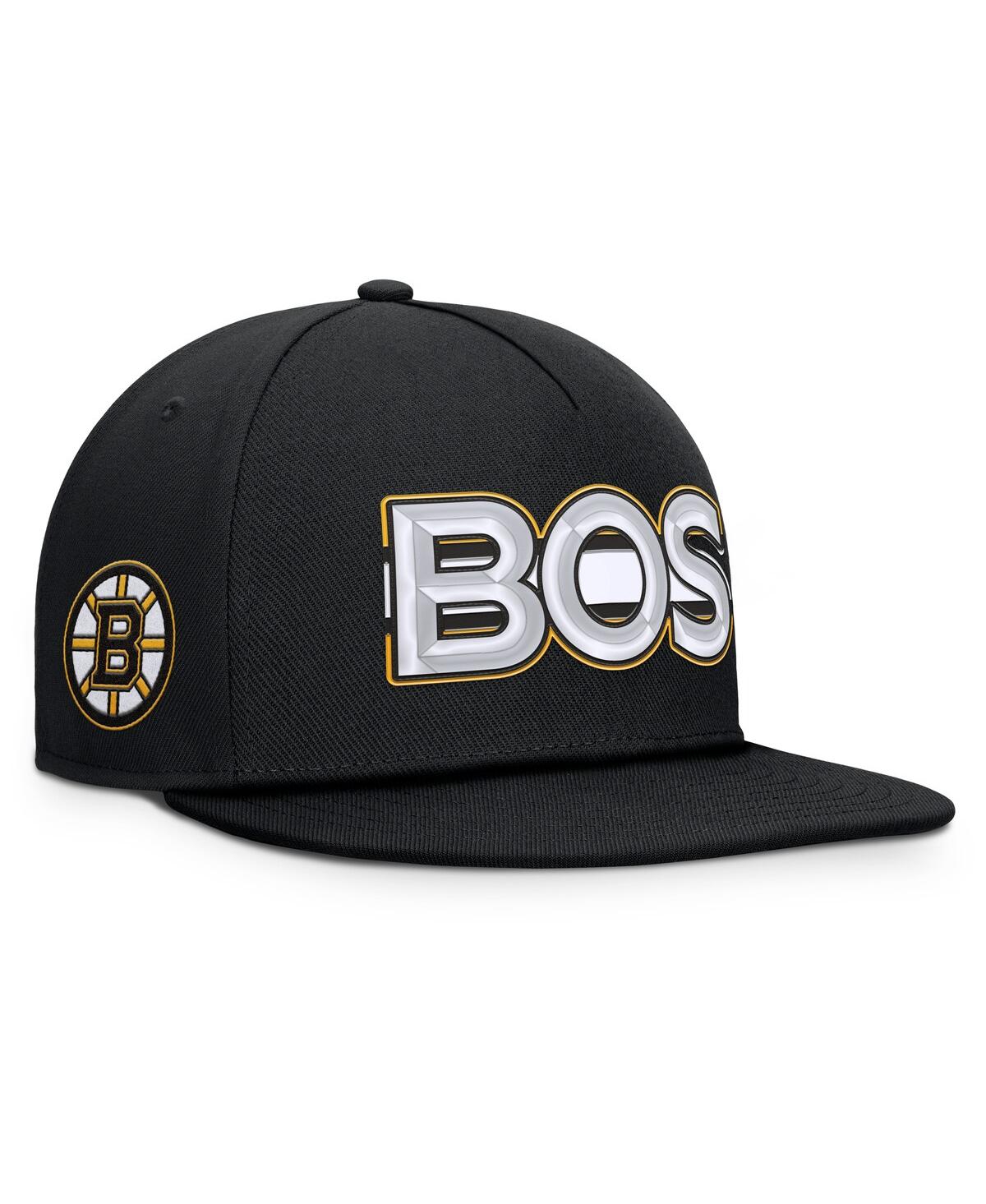 Fanatics Men's Black Boston Bruins Authentic Pro Rink Team Code Snapback Hat In Black