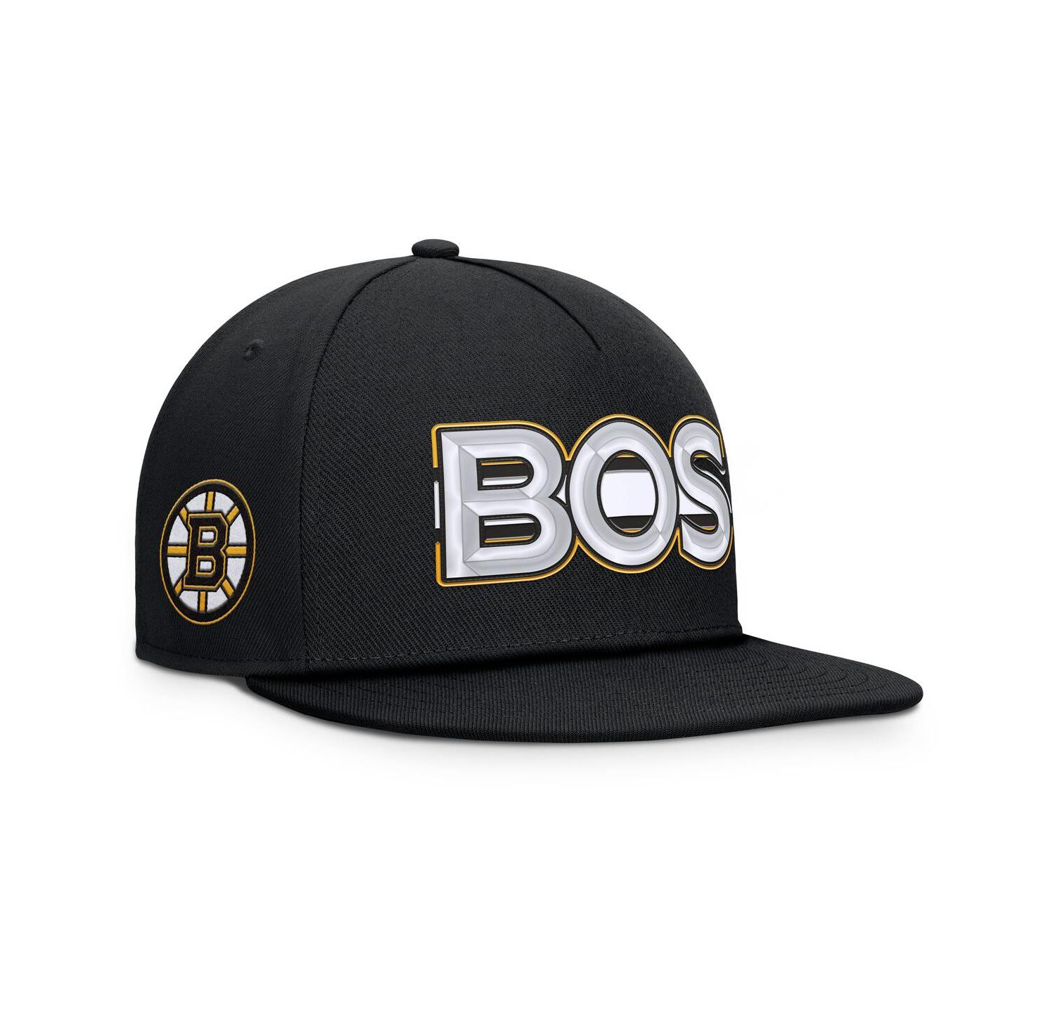 Men's Black Boston Bruins Authentic Pro Rink Team Code Snapback Hat