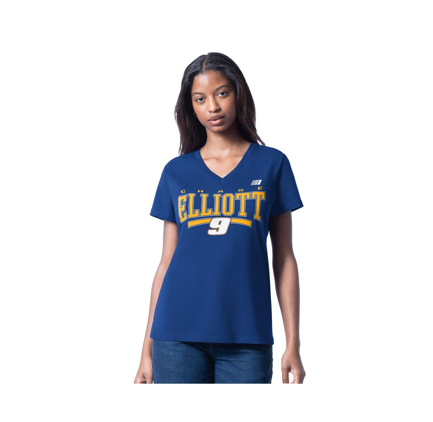 Women's Royal Chase Elliott Cheer Dance V-Neck T-Shirt