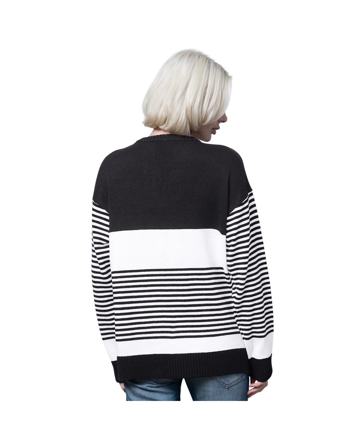 Starter Women's Black Kansas City Chiefs No Huddle Striped V-neck Sweater In Black