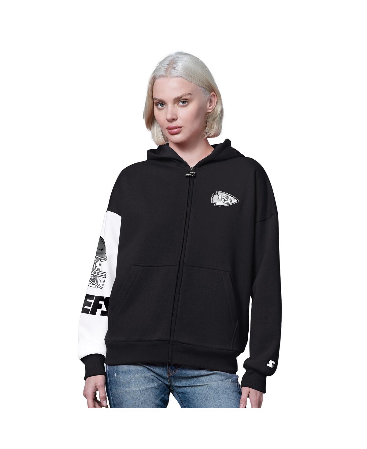 Starter Women's Black Kansas City Chiefs 4th Down Full-zip Hoodie In Black