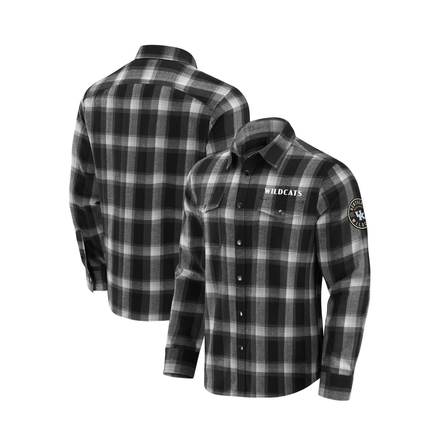 Мужская рубашка Fanatics Darius Rucker Collection by Black Kentucky Wildcats Team Flannel Plaid Full-Snap — фото 1