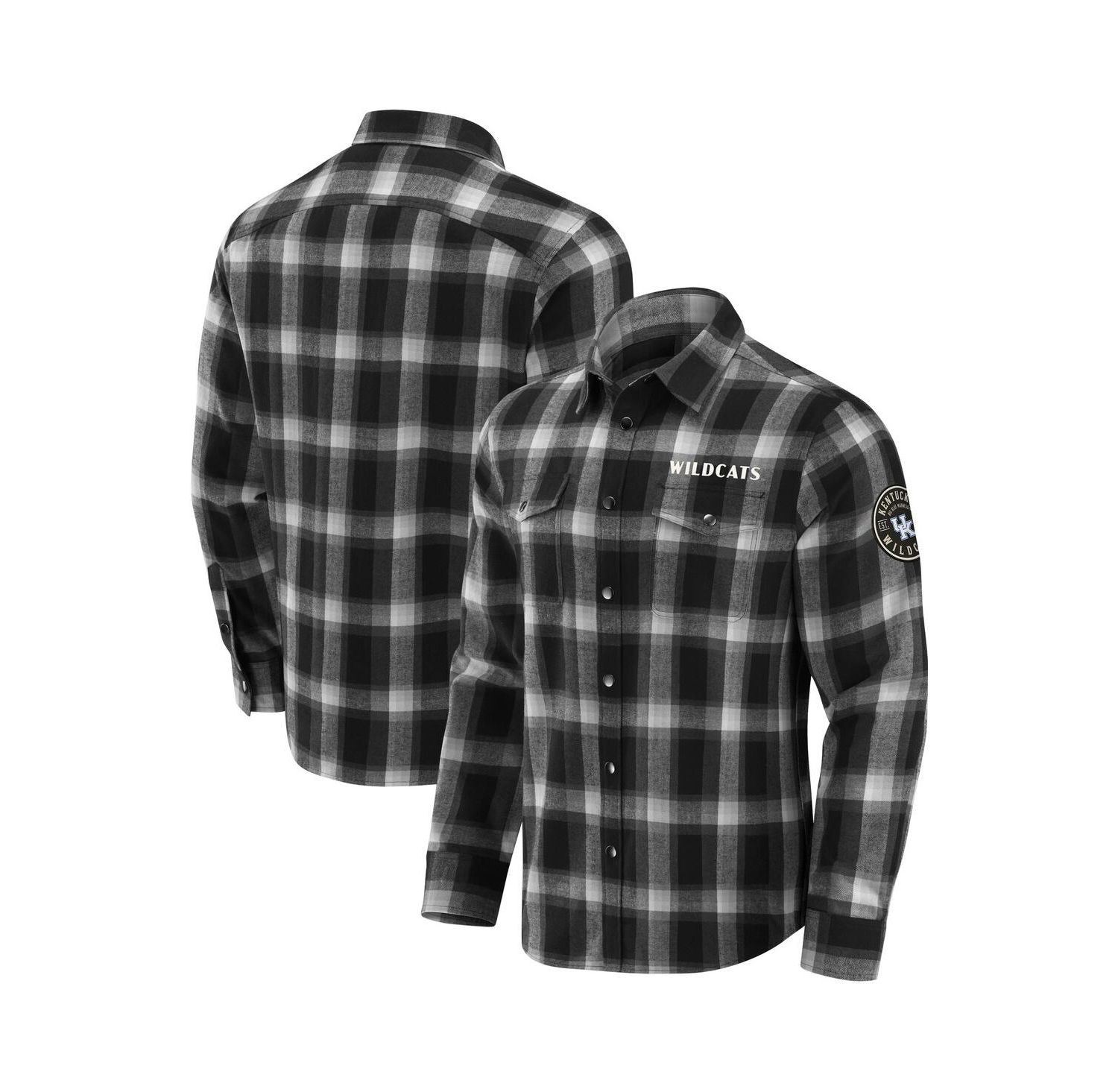 Darius Rucker Collection by Men's Black Kentucky Wildcats Team Flannel Plaid Full-Snap Shirt