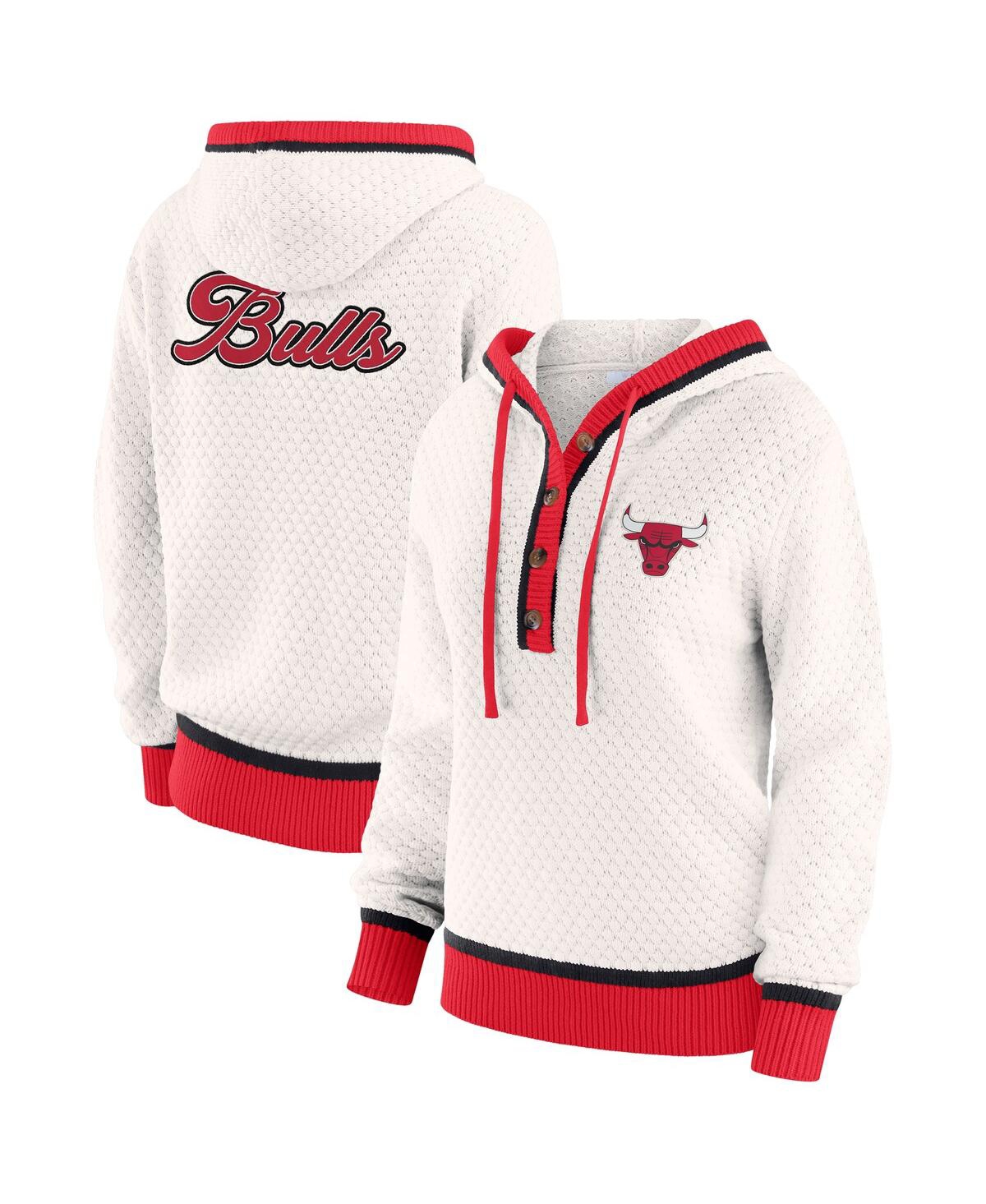 Wear By Erin Andrews Women's White Chicago Bulls Plus Size Hoodie Sweater In White