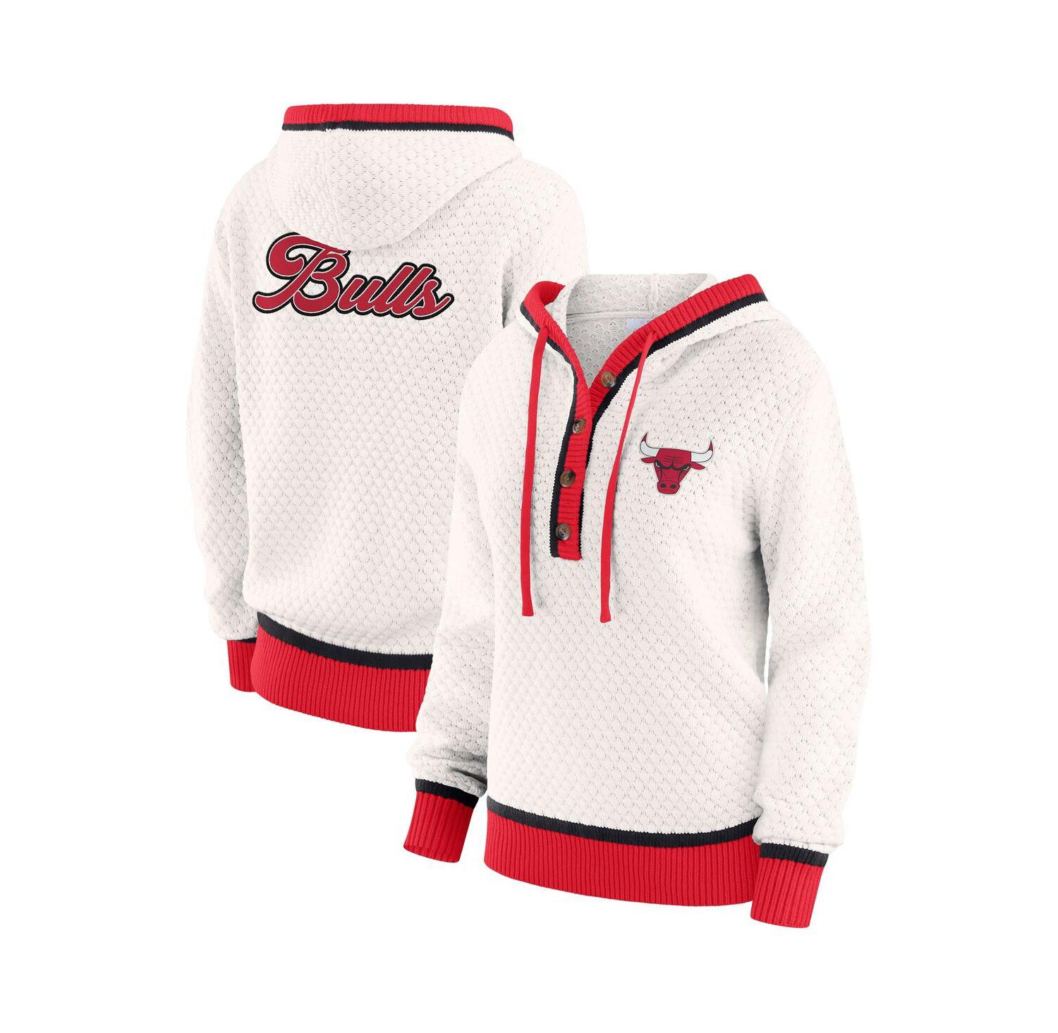 Women's White Chicago Bulls Plus Size Hoodie Sweater