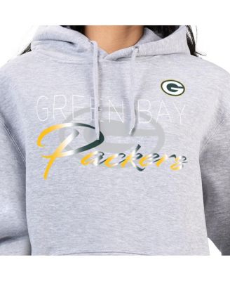 Women's Gray Green Bay Packers Shadow Logo Fleece Pullover Hoodie