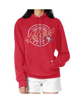 G-III 4Her by Carl Banks - Women's Scarlet San Francisco 49ers Pinstripe Circle Fleece Pullover Hoodie