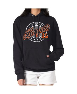 G-III 4Her by Carl Banks - Women's Black Cincinnati Bengals Pinstripe Circle Fleece Pullover Hoodie