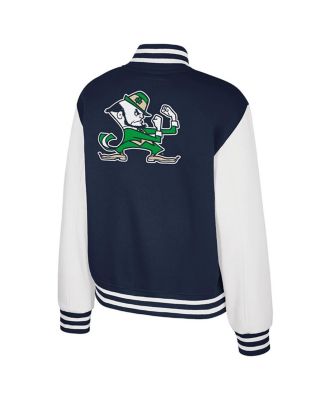 Women's Navy Notre Dame Fighting Irish French Baguette Full Snap Fleece Jacket
