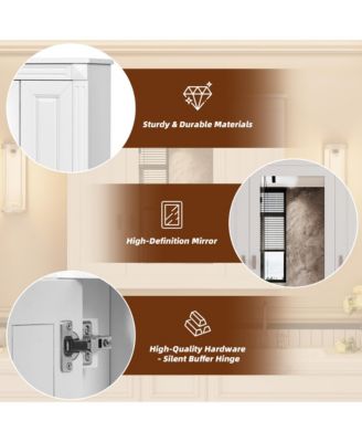 Wall-Mounted Bathroom Cabinet with Mirror and 4 Adjustable Shelves, Bathroom Storage Solution