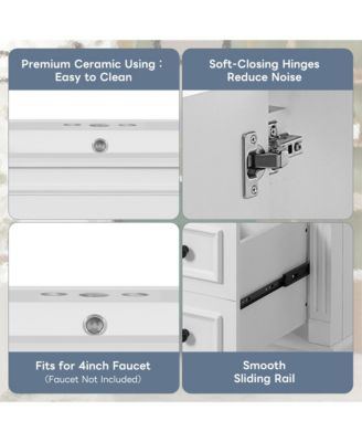 30-Inch Bathroom Vanity with Ceramic Sink, Small Bathroom Cabinet, 2 Drawers & Adjustable Storage Shelf