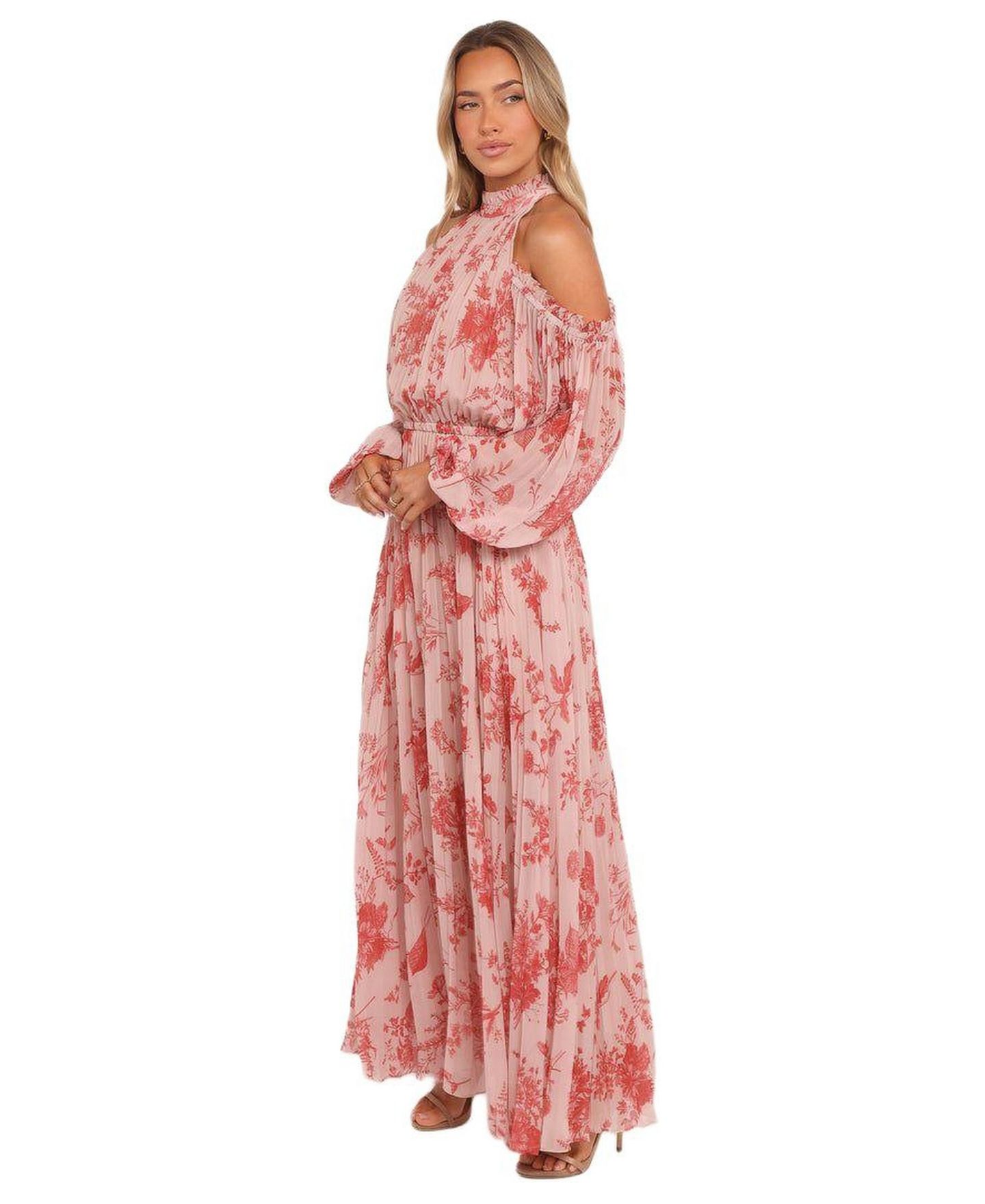 Женское платье Petal and Pup Hilary Pleated Maxi - Red Floral, цвет: Красный — фото 3