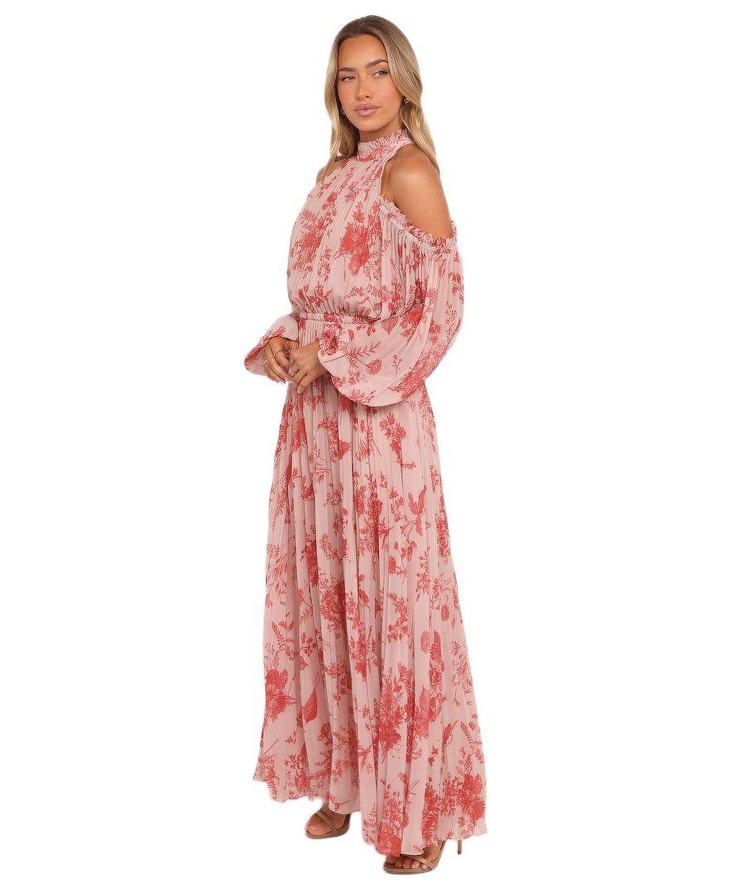 Women's Hilary Pleated Maxi Dress - Red Floral