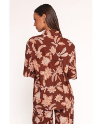 Women's Samira Short Sleeve Shirt - Orange Floral