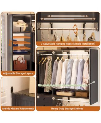 Closet System with Wooden Drawers and Two Hanging Rods