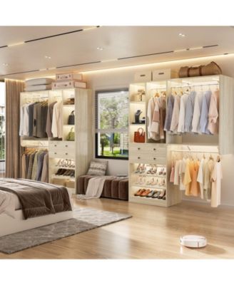 Closet System with Wooden Drawers and Two Hanging Rods