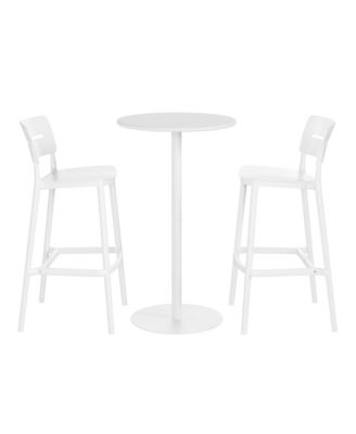 3-Piece Outdoor Adjustable Round Bar Height Patio Table Dining Set