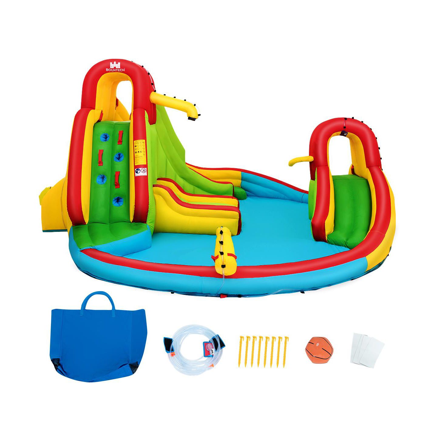 Детские игрушки Costway Inflatable Water Slide Park with Dual Slides and Climbing Walls, 189"L x 165.5"W x 92"H, Ages 3-10, цвет: Красный — фото 9