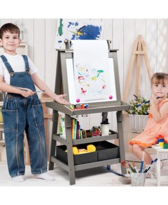 3 in 1 Double-Sided Wooden Kid's Art Easel Whiteboard