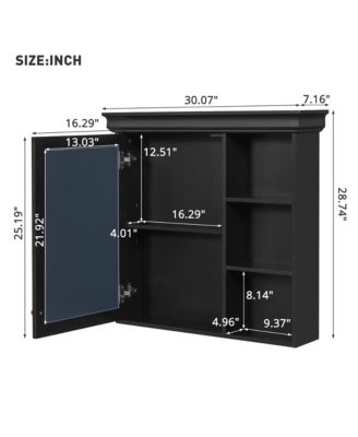 30'' x 28'' Wall Mounted Medicine Cabinet with Mirror & Storage Organizer
