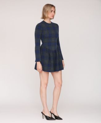 Women's Basque Waist Long Sleeve Sweater Dress