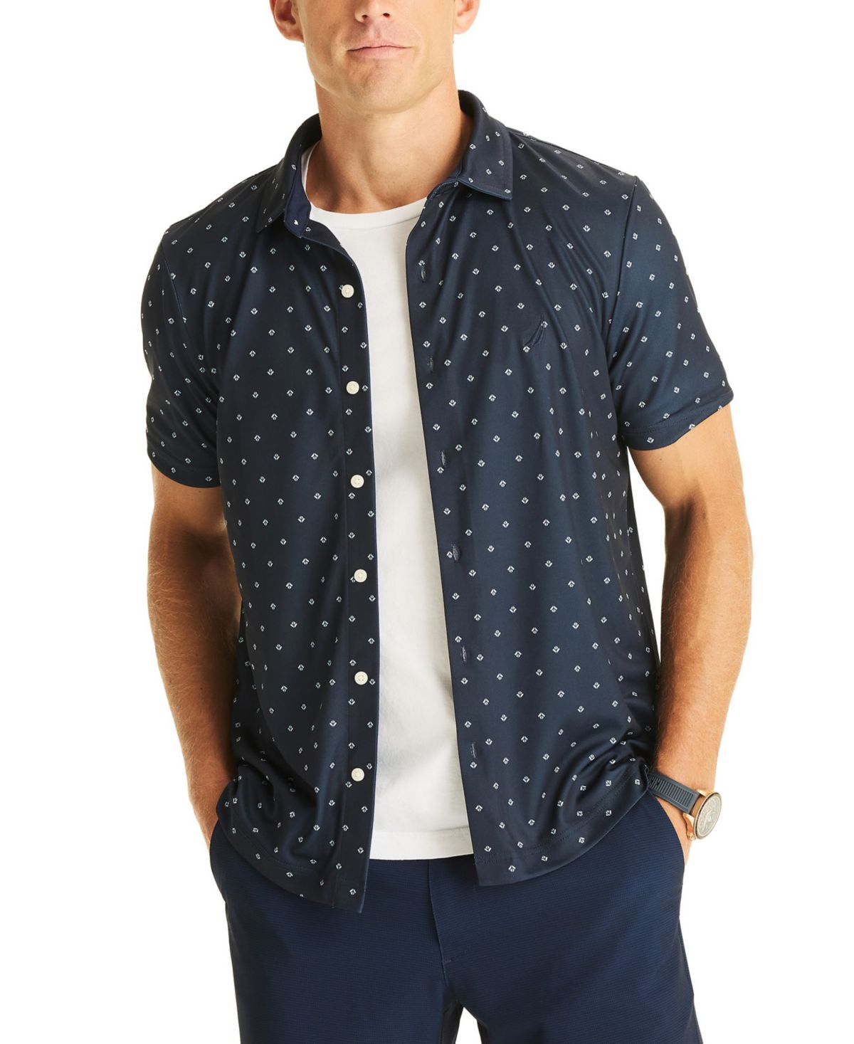 Мужская рубашка с коротким рукавом и принтом